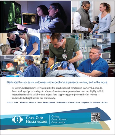 Cape Cod Healthcare print ad with a six-image grid of clinicians and patients above the headline about successful outcomes and exceptional experiences.