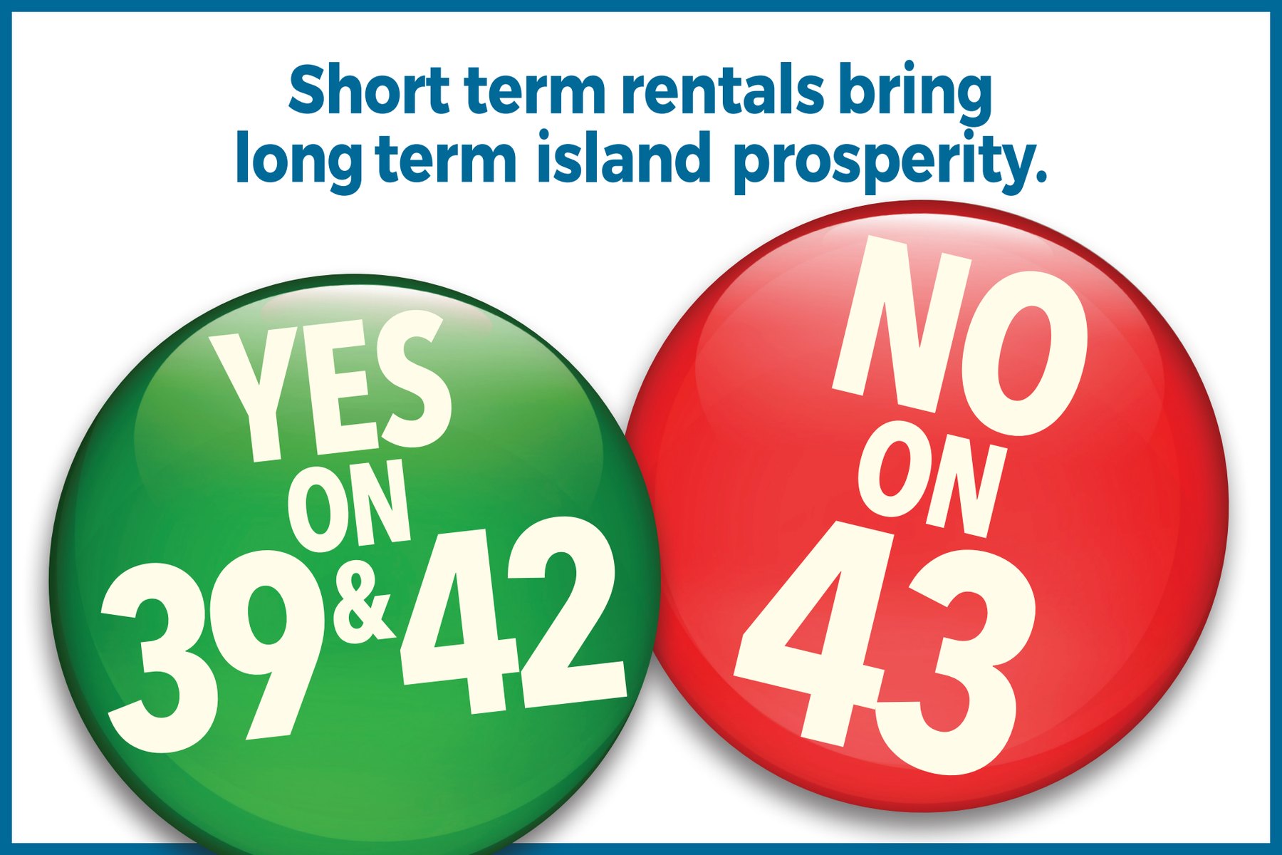 Mailer front: large green YES on 39 and 42 button beside a red NO on 43 button.
